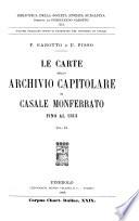 Le carte dello Archivio capitolare di Casale Monferrato fino al 1313