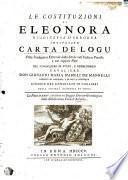 Le costituzioi di Eleonora Giudicesa d'Arborea intitolate