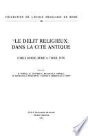 Le Délit religieux dans la cité antique