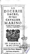 Le Dicerie sacre, del signor caualier Marino