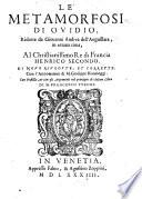 Le Metamorfosi d'Ovidio ... Di G. A. dell'Anguillara