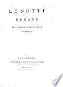 Le Notti romane. [By Alessandro Verri.] Edizione per la prima volta compiuta. [With plates.]