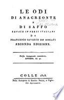 Le odi di Anacreonte e di Saffo