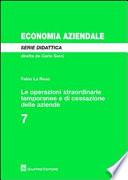 Le operazioni straordinarie temporanee e di cessazione delle aziende