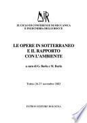 Le opere in sotterraneo e il rapporto con l'ambiente