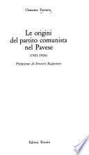 Le origini del Partito comunista nel Pavese (1921-1926).