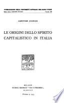 Le origini dello spirito capitalistico in Italia