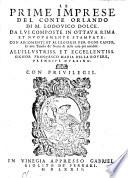 Le Prime Imprese Del Conte Orlando Di M. Lodovico Dolce