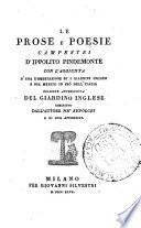 Le Prose e poesie campestri d'Ippolito Pindemonte e le canzoni pastorali di Girolamo Pompei