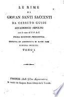 Le rime di Giovan Santi Saccenti da Cerreto Guidi