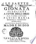 Le Saette di Gionata scagliate à favor degli Ebrei