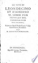 Le vite di Leon decimo et d'Adriano VI
