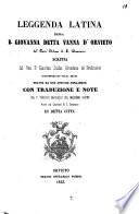 Leggenda latina della B. Giovanna detta Vanna d'Orvieto del terz'ordine di S. Domenico