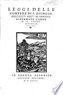 Leggi delle Compere di S. Giorgio dell'Eccma Repca di Genoua, riformate l'anno MDLXVIII, distinte in tre libri