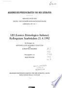 LEI (Lessico etimologico italiano) Kolloquium