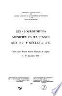 Les Bourgeoisies municipales italiennes aux IIe et Ier siècles av. J.-C.