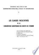 Les Clauses facultatives de la Convention européenne des droits de l'homme