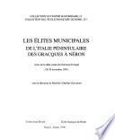 Les élites municipales de l'Italie péninsulaire, des Gracques à Néron