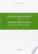 Lessico di acustica e tecnica musicale