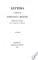 Lettera a monsignore Domenico Moreni (sulla collezione Manfredini)