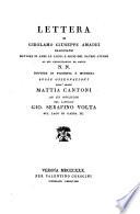 Lettera a N.N. sulle osservazioni di Mattia Cantoni ad un opuscolo di Giovanni Serafino Volta sul lago di Garda etc