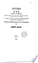Lettera a s.e. comm. A. Kestner, ministro residente di S.M. il Re di Hannover presso le corti di Napoli e di Roma, 5. presidente dell'istituto di corrispondenza archeologica romana ec. sulla lapida aquaria di Venafro per Giuseppe Melucci