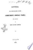 Lettera all'onorevolissimo signore luogotenente generale Pianell
