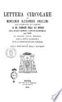 Lettera circolare di monsignor Alessandro Angeloni arcivescovo di Urbino ai rr. parrochi della sua diocesi colla quale partecipa l'indulto quaresimale pel 1867 ed aggiunse alcune istruzioni sulla setta massonica ..