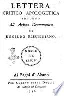 Lettera critico-apologetica intorno all'azione drammatica di Engildo Eleusiniano