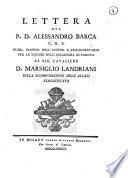 Lettera del p. d. Alessandro Barca C.R.S. pubbl. profess. ... al sig. cavaliere d. Marsiglio Landriani sulla scomposizione dell'alcali flogisticato