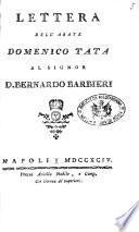 Lettera dell'abate Domenico Tata al signor D. Bernardo Barbieri