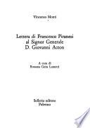 Lettera di Franceso Piranesi al Signor Generale D. Giovanni Acton