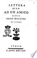 Lettera di N.N. ad un amico eletto primo ministro di stato