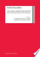 Lettera e spirito dei poteri. Idee di organizzazione costituzionale
