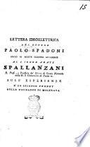 Lettera idroelettrica del dottor Paolo Spadoni socio di molte illustri accademie al signor abate Spallanzani ... sull'esperienze d'un secondo Pennet nelle vicinanze di Macerata