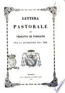 Lettera pastorale del vescovo di Fossano per la Quaresima del 1852 [Luigi Carlo Fantini]