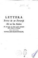 Lettera scritta da un ferrarese ad un suo amico in correzione di alcuni errori contenuti nella Storia di Ferrara del dottor Girolamo Baruffaldi