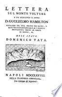 Lettera sul monte Volture... d. Guglielmo Hamilton,... dell'abate Domenico Tata