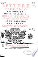 Lettere d' Eugenio Apologista delle dissertazioni della Storia del probalismo, e del rigorismo ad un collega del padre F. Daniello Concina