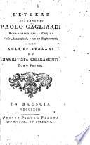 Lettere del canonico Paolo Gagliardi