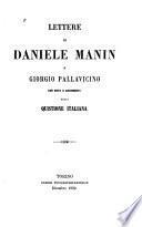 Lettere di Daniele Manin a Giorgio Pallavicino