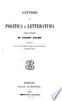 Lettere di politica e letteratura edite ed inedite