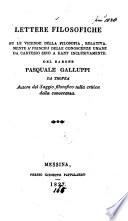 Lettere filosofiche su le vicende della filosofia, relativemente a principj delle conoscenze umane da Cartesio sino a Kant inclusivamente