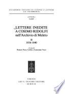 Lettere inedite a Cosimo Ridolfi nell'Archivio di Meleto: 1836-1840