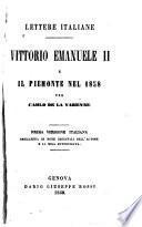 Lettere italiane; Vittorio Emanuele II e il Piemonte nel 1858