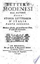Lettere Modenesi [by G. B. Araldi] all'autore della Storia Letteraria d'Italia [F. A. Zaccaria].
