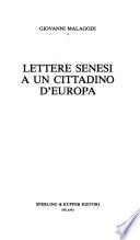 Lettere senesi a un cittadino d'Europa