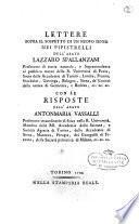Lettere sopra il sospetto di un nuovo senso nei pipistrelli dell'abate Lazzaro Spallanzani ... con le risposte dell'abate Antonmaria Vassalli ..