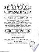 Lettere spirituali del venerabil Maestro Giovanni d'Avila...