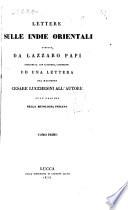 Lettere sulle Indie Orientali scritte da Lazzaro Papi